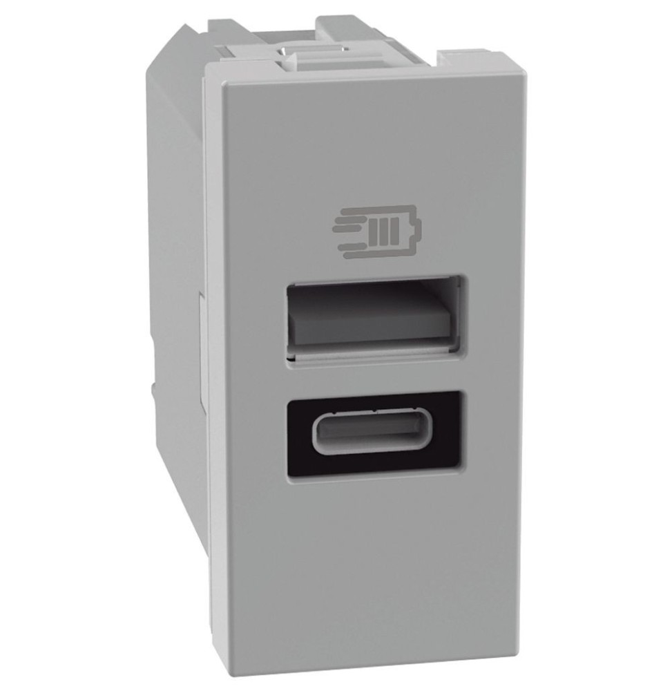 Caricatore Bticino MatixGo USB con porte tipo A e C Grigio JG4191AC