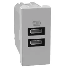 Caricatore Bticino MatixGo USB con 2 porte tipo C Grigio JG4191CC