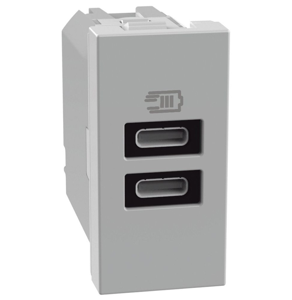 Caricatore Bticino MatixGo USB con 2 porte tipo C Grigio JG4191CC