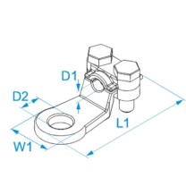 Capicorda a 2 bulloni in ottone Nichelato 10mmq Foro 5 BMM 5140