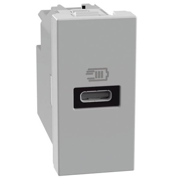 Caricatore Bticino MatixGo USB tipo C fino a 20W 1 modulo Grigio JG4192C