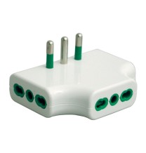 Adattatore da spina italiana 16A a 3 Prese Bipasso piatto bianco FME 82220