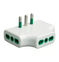 Adattatore da spina italiana 16A a 3 Prese Bipasso piatto bianco FME 82220