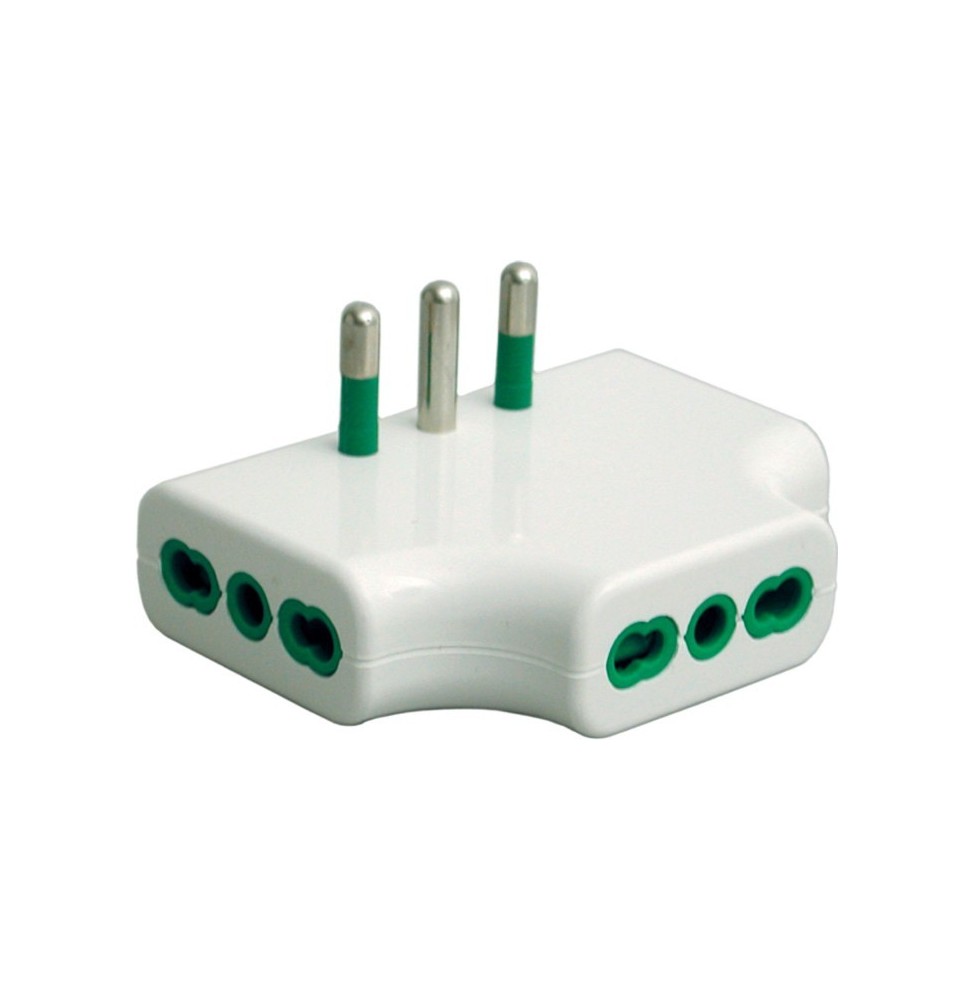 Adattatore da spina italiana 16A a 3 Prese Bipasso piatto bianco FME 82220