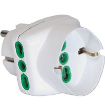 Adattatore triplo con spina Schuko orientamento verticale bianco FME 82230