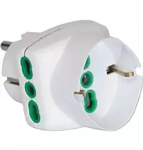 Adattatore triplo con spina Schuko orientamento verticale bianco FME 82230