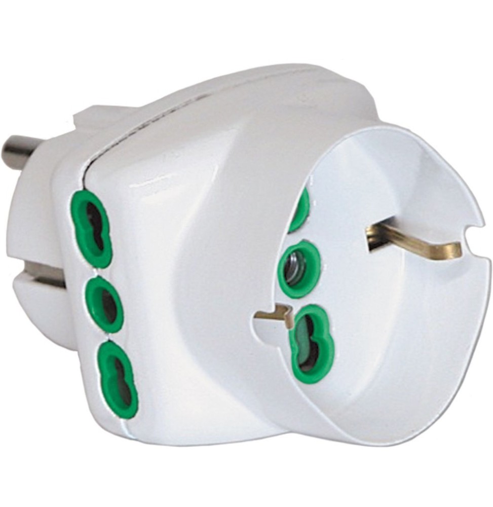 Adattatore triplo con spina Schuko orientamento verticale bianco FME 82230