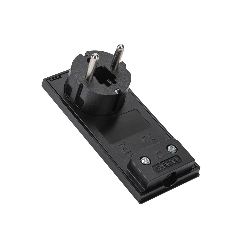 Spina Ultrapiatta smontabile Schuko serie clock nera FME 80151