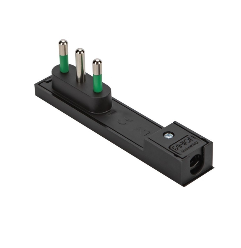 Spina Ultrapiatta 16A attacco grande serie clock nera Fanton 80091