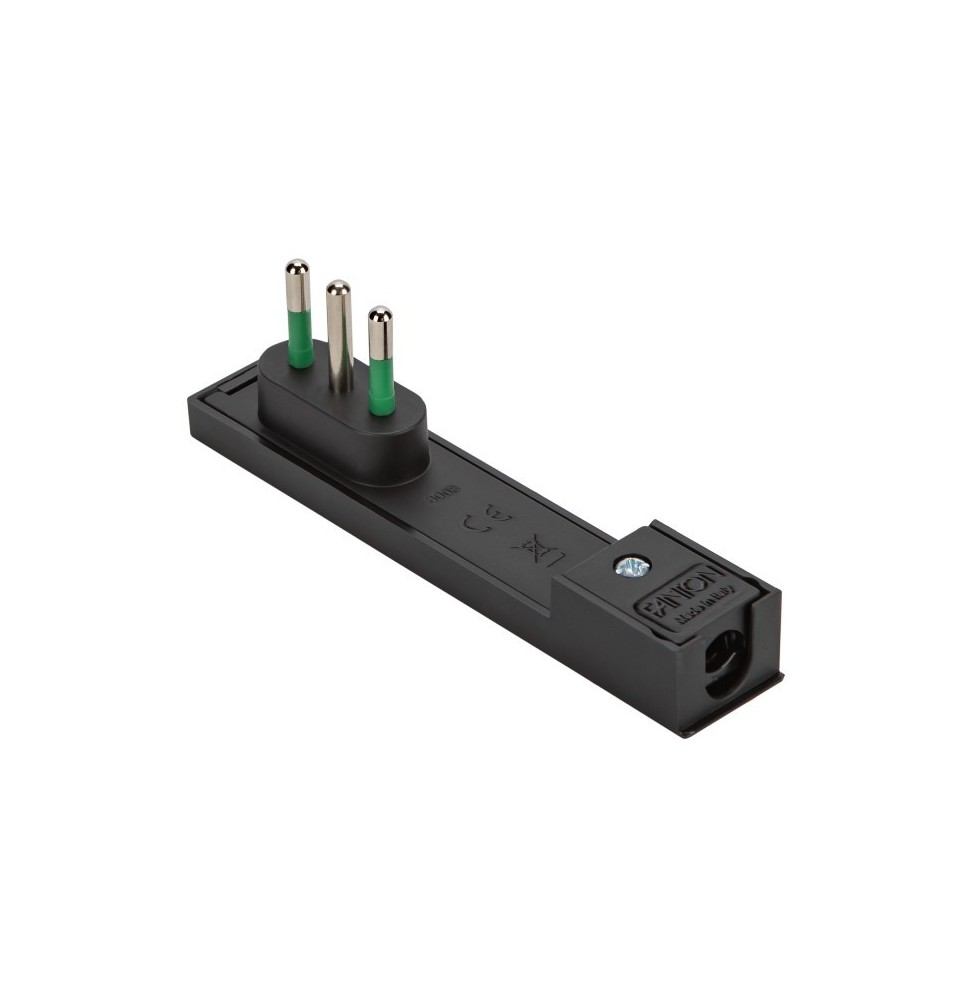 Spina Ultrapiatta 10A attacco piccolo serie clock nera Fanton 80081