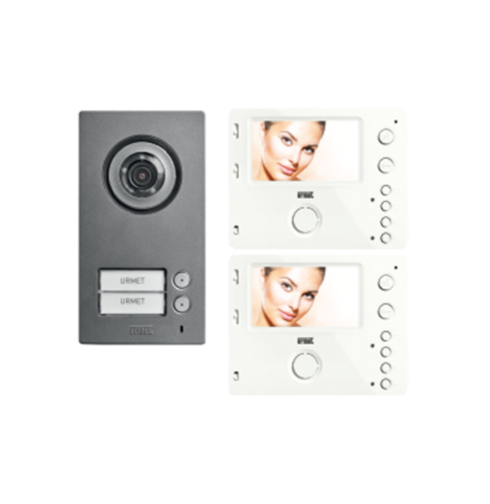 Kit Bifamiliare pulsantiera Mikra2 e Videocitofono Mìro Urmet 1722/94
