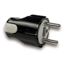 Spina Schuko 2P+T 16A uscita assiale o a Squadra nera FME 80076
