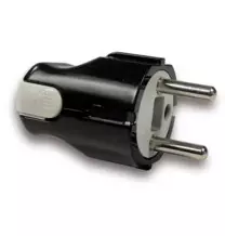 Spina Schuko 2P+T 16A uscita assiale o a Squadra nera FME 80076