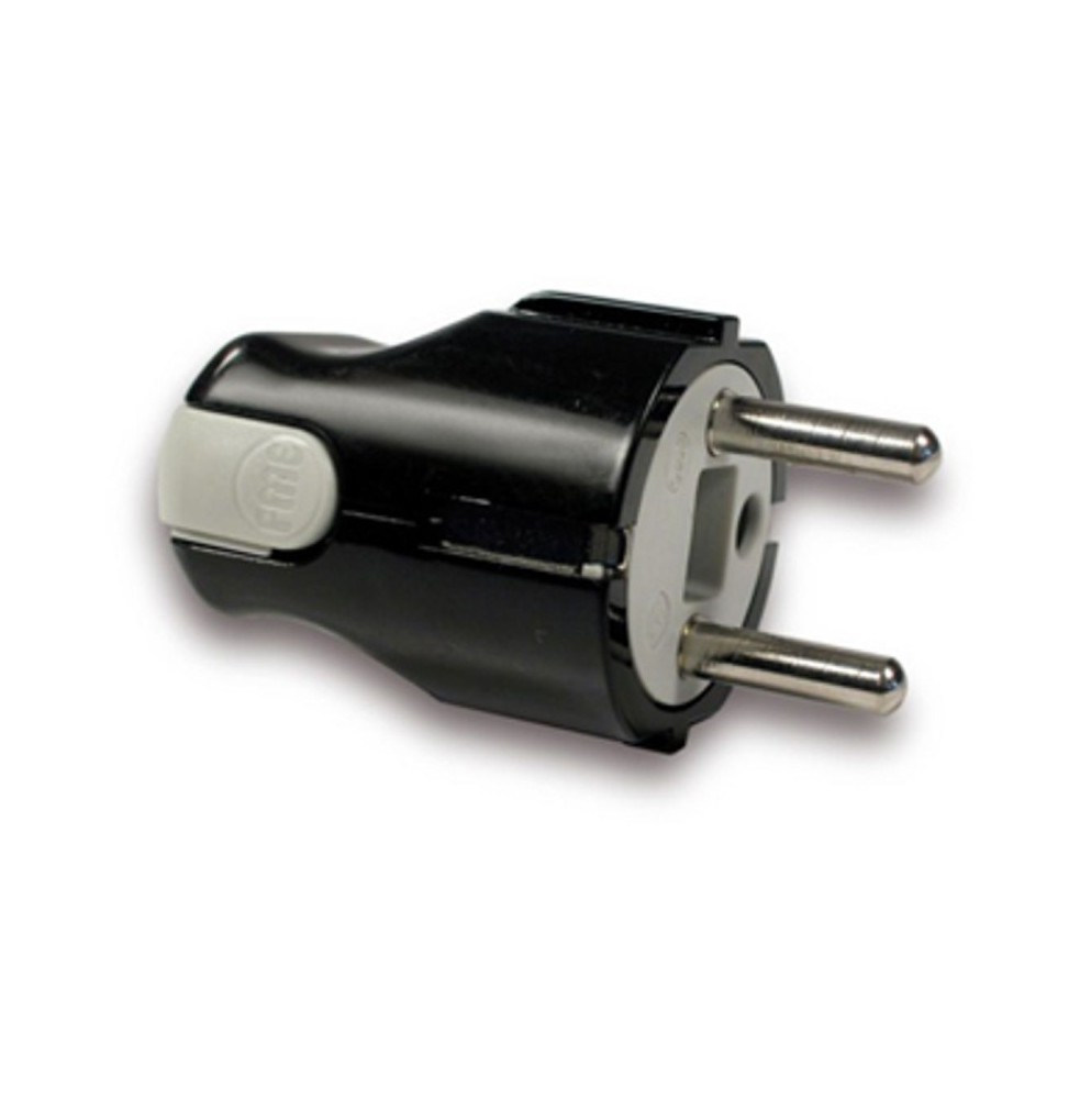 Spina Schuko 2P+T 16A uscita assiale o a Squadra nera FME 80076