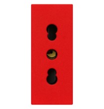 Presa Bivalente con alveoli protetti rossa serie Vimar Linea 30203.R