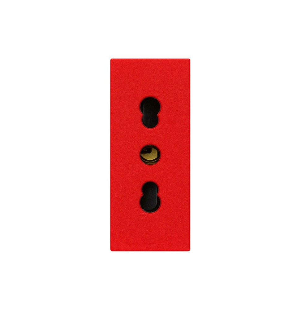 Presa Bivalente con alveoli protetti rossa serie Vimar Linea 30203.R