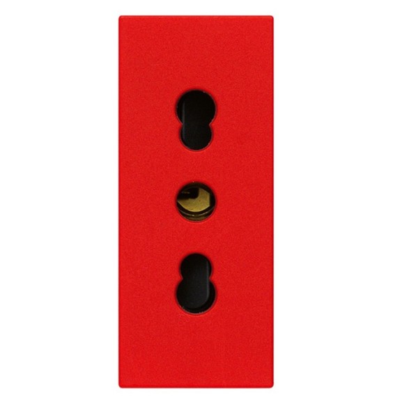 Presa Bivalente con alveoli protetti rossa serie Vimar Linea 30203.R