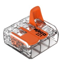 Morsetto di giunzione a leva Max 4 mm per 3 fili Wago 221-413 leva sollevata