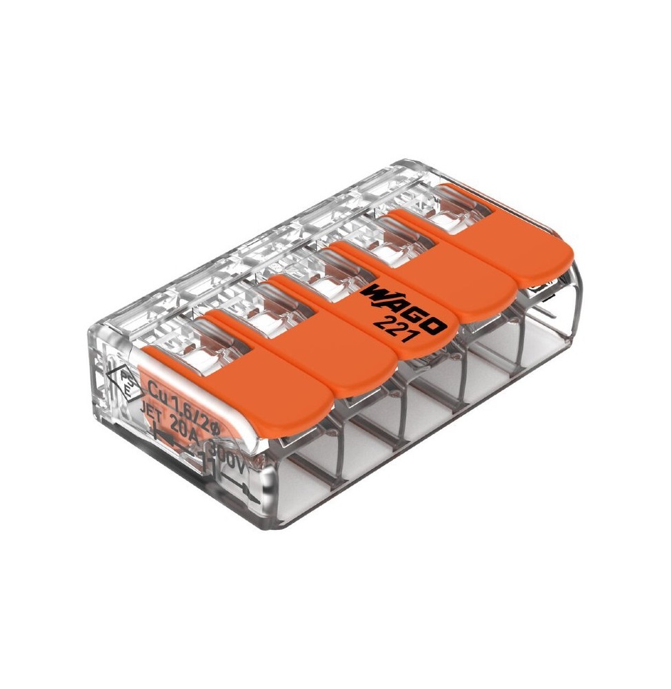 Morsetto di giunzione a leva Max 4 mm per 5 fili Wago 221-415