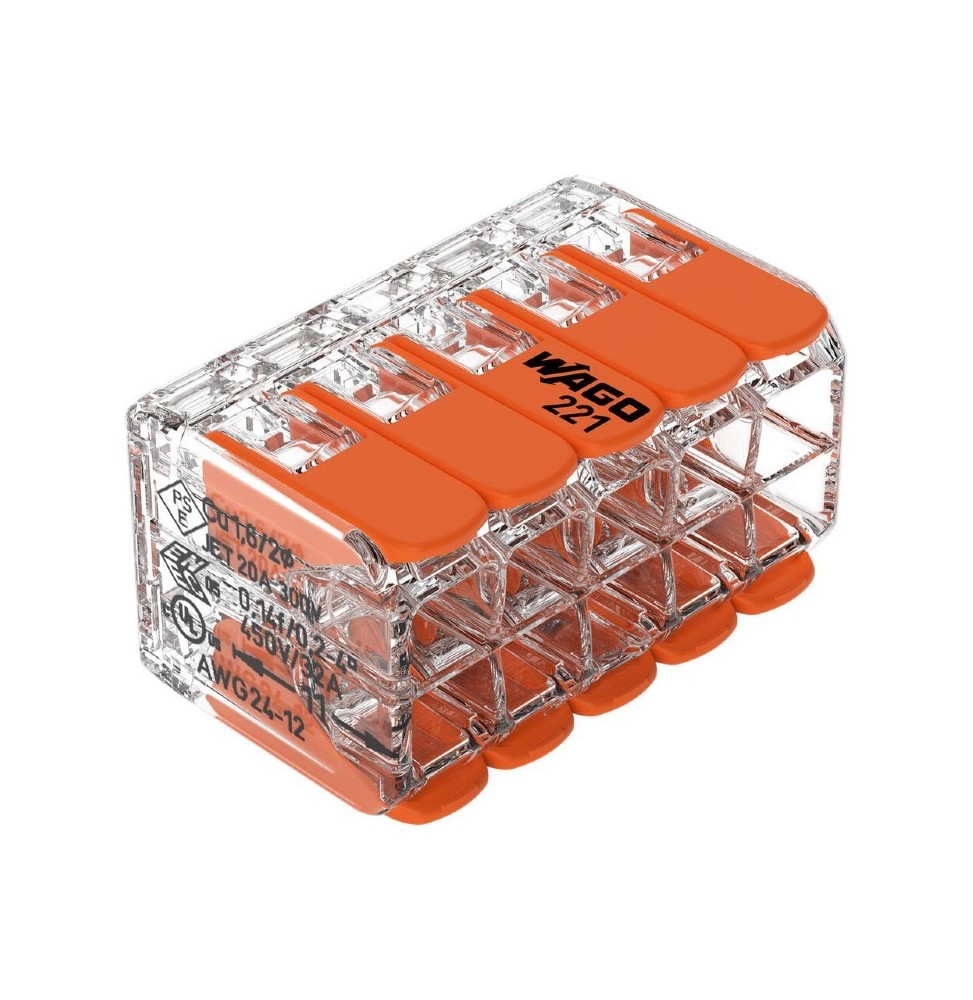 Morsetto di giunzione a leva Max 4 mm per 10 fili Wago 221-420