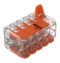 Morsetto di giunzione a leva Max 4 mm per 10 fili Wago 221-420 leva sollevata