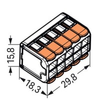 Morsetto di giunzione a leva Max 4 mm per 10 fili Wago 221-420 dimensioni