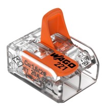 Morsetto di giunzione a leva Max 6 mm per 2 fili Wago 221-612 leva sollevata
