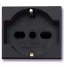 Presa Trivalente 16A attacco grande piccolo e schuko Grigio Noir Ave 45390/15TS