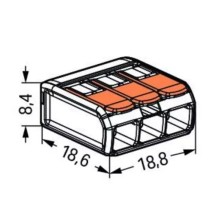 Morsetto di giunzione a leva Max 4 mm per 3 fili cf 12 Pezzi Wago 221-413/995-012