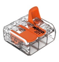 Morsetto di giunzione a leva Max 6 mm per 3 fili Wago 221-613 leva alzata