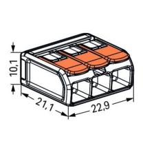 Morsetto di giunzione a leva Max 6 mm per 3 fili Wago 221-613 dimensioni