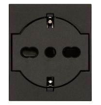 Presa Trivalente Schuko Bipasso Flat 16A Vimar Linea Nera 30211.G