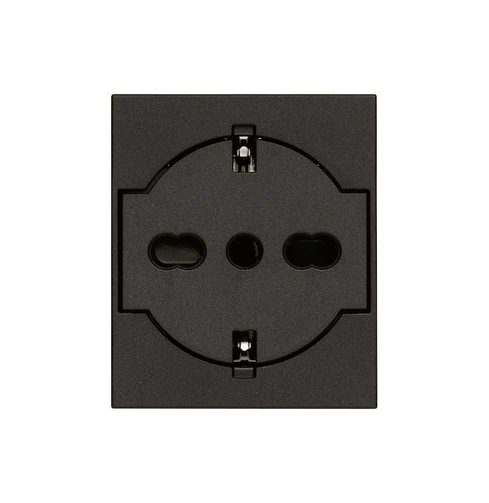 Presa Trivalente Schuko Bipasso Flat 16A Vimar Linea Nera 30211.G