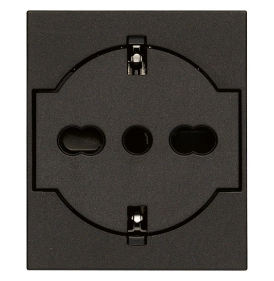 Presa Trivalente Schuko Bipasso Flat 16A Vimar Linea Nera 30211.G