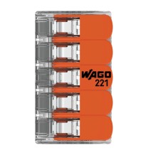 Morsetto di giunzione a leva Max 6 mm per 5 fili Wago 221-615 alto