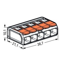 Morsetto di giunzione a leva Max 6 mm per 5 fili Wago 221-615 misure