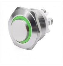 Pulsante antivandalo NA diametro16MM luminoso verde 24V IP65