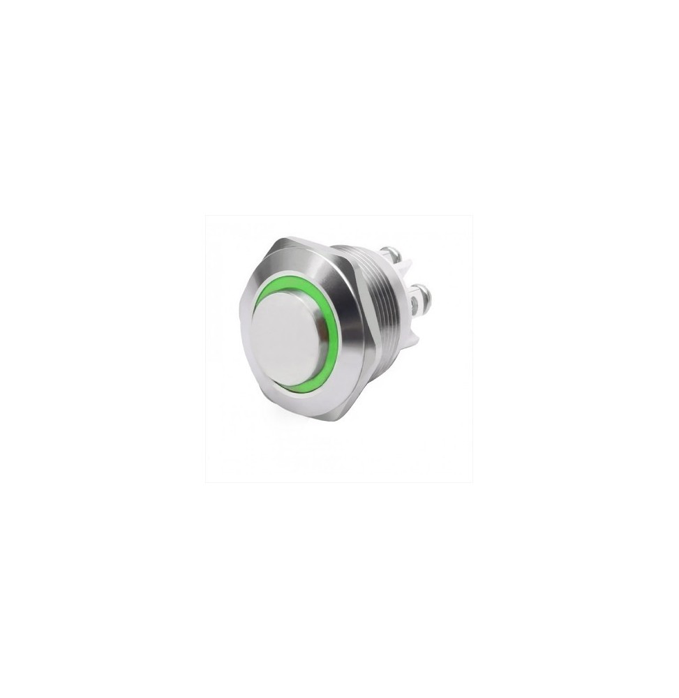 Pulsante antivandalo NA diametro16MM luminoso verde 24V IP65