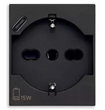 Presa Trivalente con caricatore USB 16A Vimar Linea Nera 30210.USBG