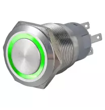 Pulsante antivandalo 1NA+1NC 22MM luminoso verde 24V IP65