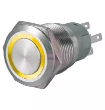 Pulsante antivandalo 1NA+1NC 22MM luminoso Giallo 24V IP65