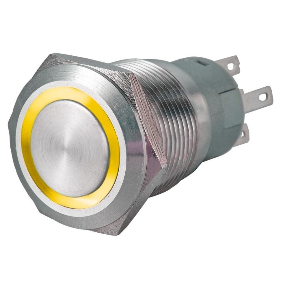 Pulsante antivandalo 1NA+1NC 22MM luminoso Giallo 24V IP65