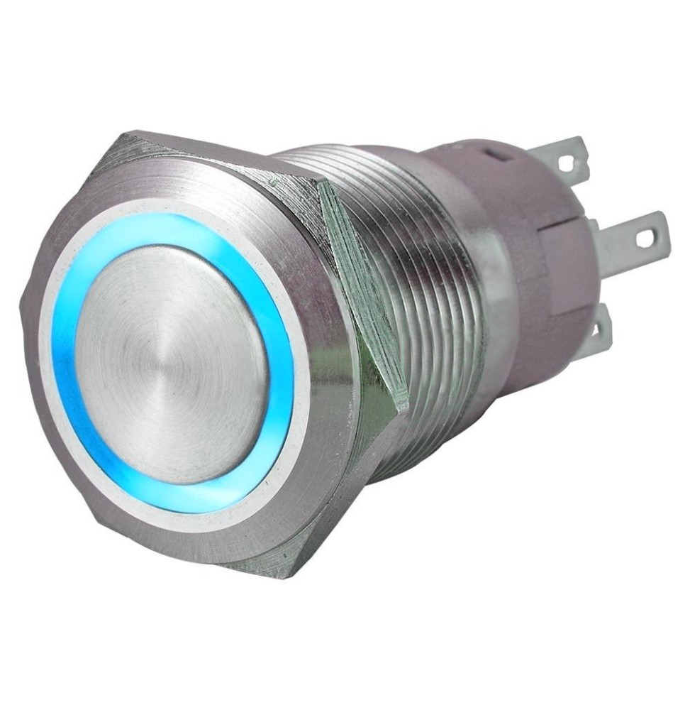 Pulsante antivandalo 1NA+1NC 22MM luminoso Blu 24V IP65