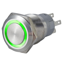 Pulsante antivandalo 2NA+2NC 25MM luminoso Verde 24V IP65