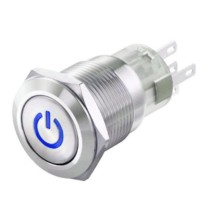 Interruttore antivandalo 1NA+1NC 19MM luminoso 12V blu IP65 0 - I