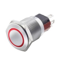 Interruttore antivandalo 19MM luminoso 24V rosso IP65 1NA+1NC