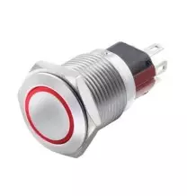 Interruttore antivandalo 19MM luminoso 24V rosso IP65 1NA+1NC