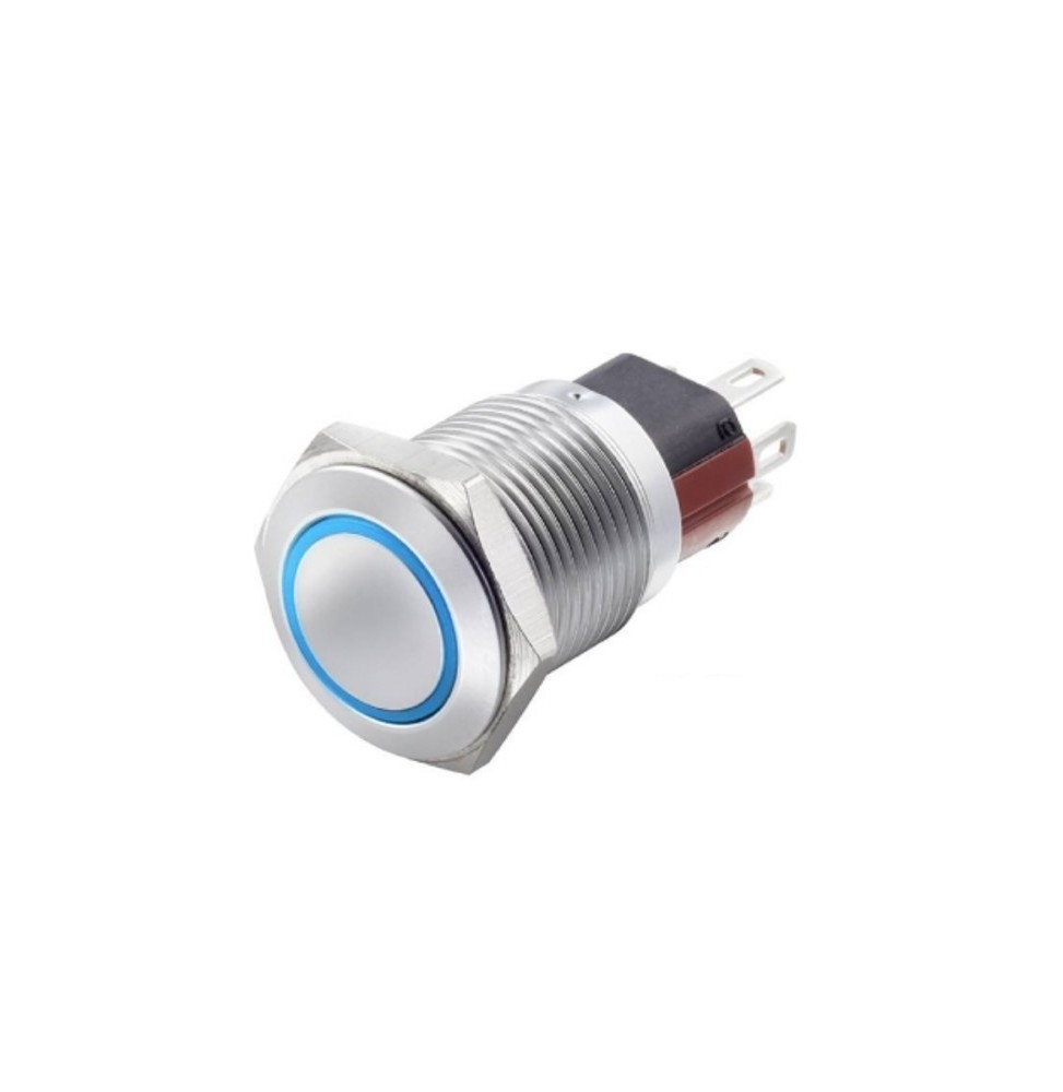 Interruttore antivandalo 19MM luminoso 24V blu IP65 1NA+1NC