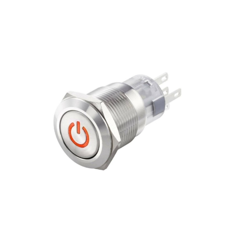 Interruttore antivandalo 1NA+1NC 19MM luminoso 24V rosso IP65 0 - I