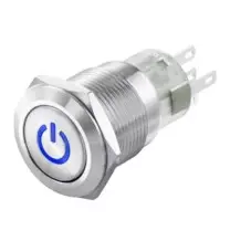 Interruttore antivandalo 1NA+1NC 19MM luminoso 24V blu IP65 0 - I